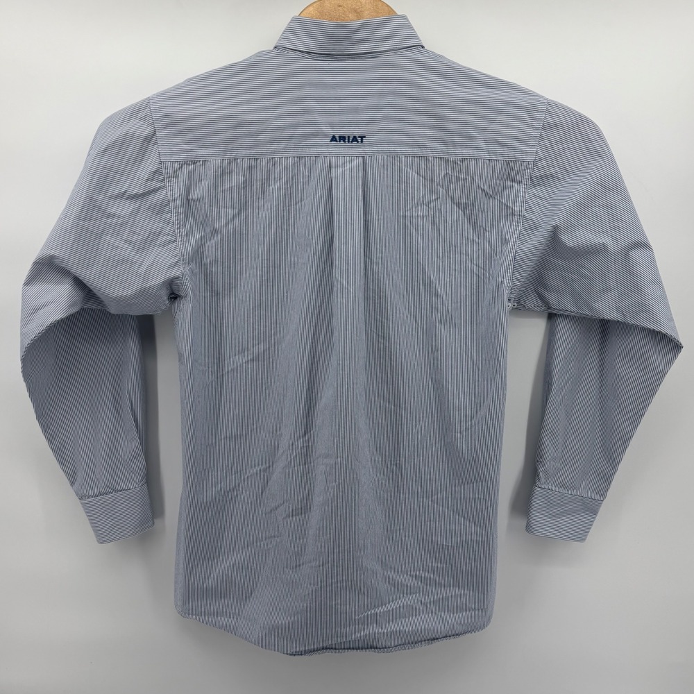 Ariat Pro Series Shirt Mens Small Blue White Pinstripe Long Sleeve Button Down - Picture 4 of 9